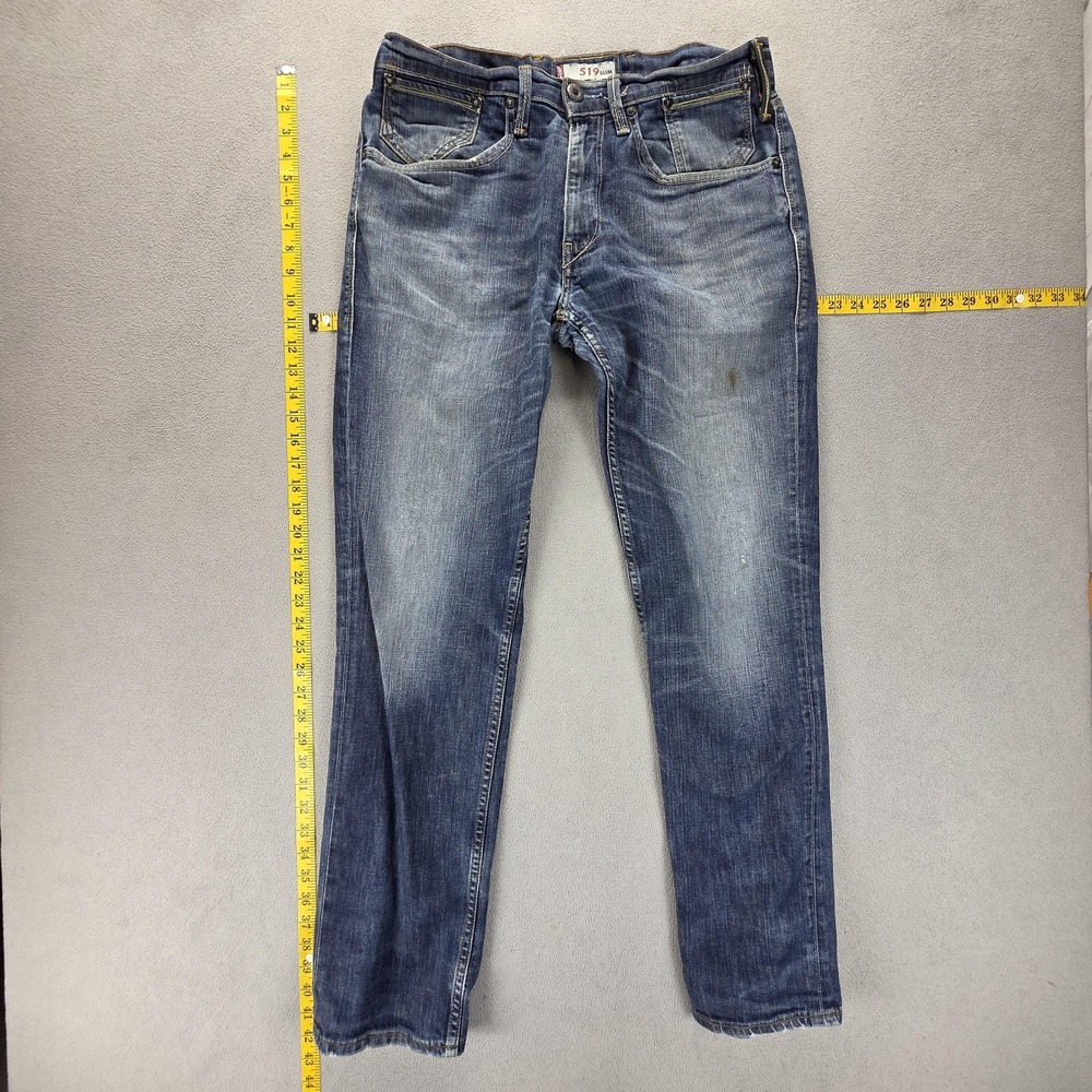 VTG Levis Engineered Jeans Mens Blue Cinch Back 519 Slim Honeycomb Fits 32x32